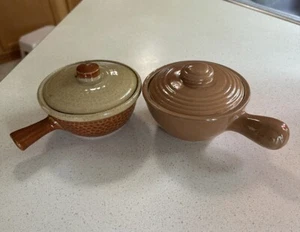 Par de 2 ollas de frijoles individuales vintage con tapa EE. UU. - Imagen 1 de 9