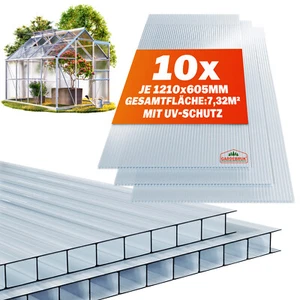 Hohlkammerplatten 10x Polycarbonat 6mm Doppelstegplatte Stegplatten GARDEBRUK® - Bild 1 von 10