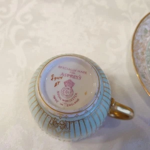 Royal Worcester x Asprey Cup and Saucer Small Gilded Green & Jewels 1916-48 Used - Picture 1 of 6