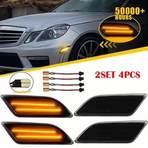 4X Smoke LED Side Marker Lights For Mercedes Benz C250 C300 C350 C63 AMG 12-14 H - Picture 1 of 12