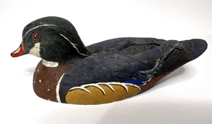 Anatra vintage Jennings Decoy Co. in legno dipinta a mano firmata lunga 5,25" USA - Foto 1 di 7