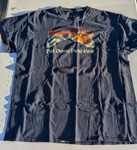 I'm Done Peopling Graphic Casual Men Blue T-Shirt Size Large Crew Neck - Picture 1 of 6