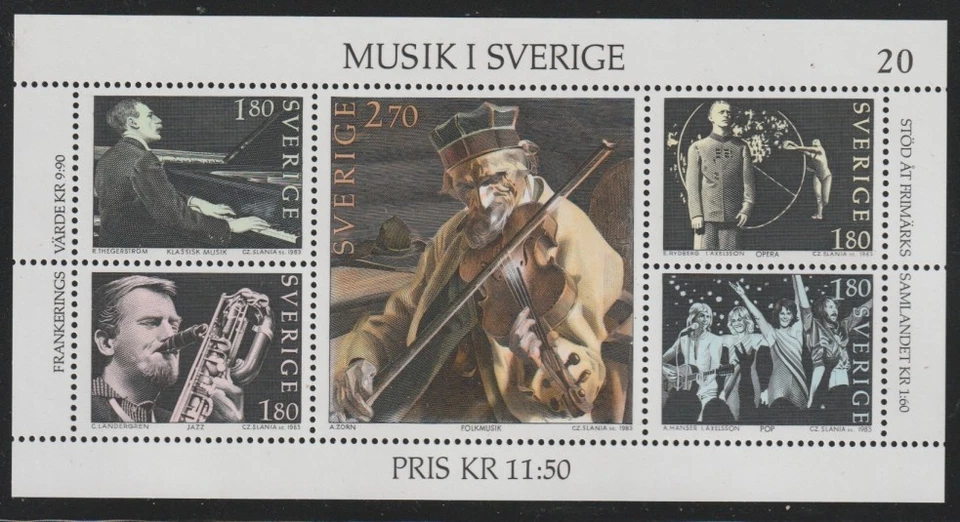 Suecia 1983 Sc # 1473 Música s/s MNH OG Foto 1 de 1