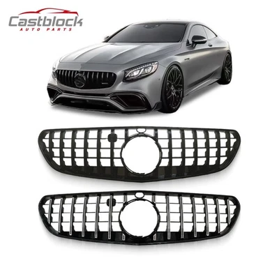 Parrilla delantera GT cromada negra para Mercedes-Benz C217 S63 S65 StyleCoupe 2015-2017 Foto 1 de 4
