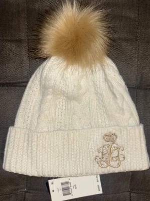 Gorro Lauren Ralph Lauren❄️Stone Logo Cuff con pompón crema/beige O/S precio de venta sugerido por el fabricante 58,00 USD Foto 1 de 4