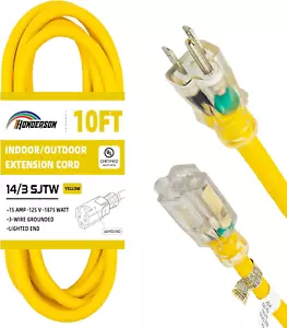 Indoor Outdoor Extension Cord Weatherproof with Lighted End, UL Listed, 14 Gauge - Picture 1 of 12