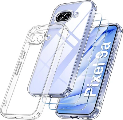 MARKENLOS Google Pixel 9a 2x Schutzglas 9H Panzerfolie Glas + Handyhülle Case Bumper Full