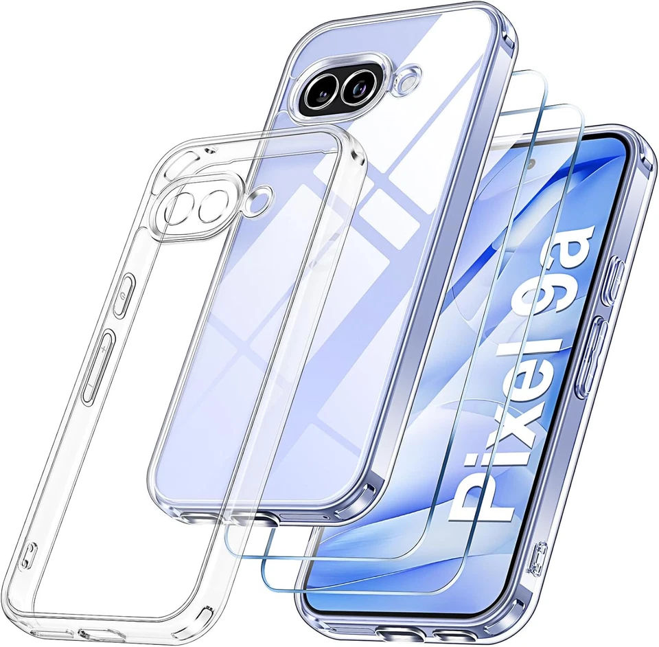 MARKENLOS Google Pixel 9a 2x Schutzglas 9H Panzerfolie Glas + Handyhülle Case Bumper Full