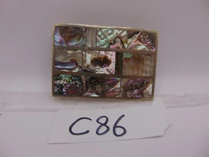 Vintage Belt Buckle Handmade in Mexico Abalone Inlay Cowboy Western Retro - Picture 1 of 8