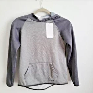UNDER ARMOUR ColdGear UA Performance Boys Fleece Hoodie Gray Size M (10-12) NEW - Picture 1 of 12