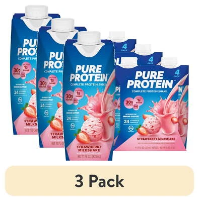 (Paquete de 3) Batido completo de proteína pura y fresa, 11 fl oz, 4 quilates Foto 1 de 4
