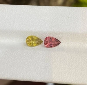 1.56 ct Best Grade Pink & Yellow Natural Tourmaline - 8x5 Fancy Pair Pear Video - Picture 1 of 2