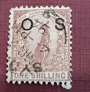 Lot 24. Australia One Shilling NSW Vint Postage Chocolate Kangaroo Used Overp VF - Picture 1 of 2