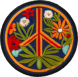 Hippie Flower Peace Patch Embroidered - 3x3 inch - P7473 - Picture 1 of 5