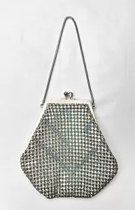 Antike Handtasche aus massivem Strass aus dem frühen 19. Jahrhundert - smaragdgrünes Futter - handgefertigt - Bild 1 von 11