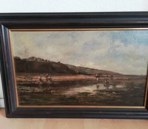 Ölbild Impressionismus "Muschelsucher am Strand" ca. 19Jhd. - Bild 1 von 10