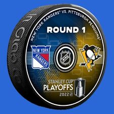 2022 Nhl Playoffs Puck New York Rangers Pittsburgh Penguins Round 1 Stanley Cup