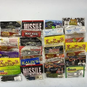 28 Pack Bass Fishing Soft Plastics Lot, Many Brands & Sizes, Fishing Lures - Picture 1 of 15