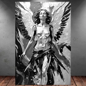 LEINWAND BILD ER XXL ABSTRAKT ENGEL EROTIK S/W AKT FLÜGEL WAND POSTER P942 - Bild 1 von 6
