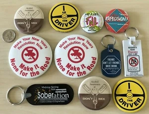 Lote de 11 Llaveros Anti Bebidas Conducir Drogas Pinbacks Botones Conductor Sobrio - Imagen 1 de 7
