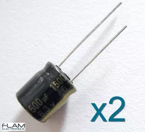 2x condensateur PANASONIC 6.3V 1500uF Aluminium High Quality Capacitor 12x10mm - Foto 1 di 2