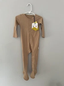 Kozieandco Footie 18-24M Tan PJs Button Down Footie Pajamas - Picture 1 of 5