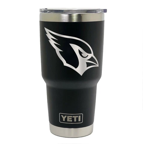 Arizona Cardinals YETI Laser Engraved Colster, 20 or 30 oz. Black Tumbler Cover