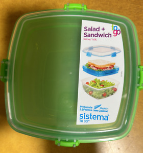 NEW Sistema Salad + Sandwich To Go 1.63L Food Storage Container Green Lunch Box!