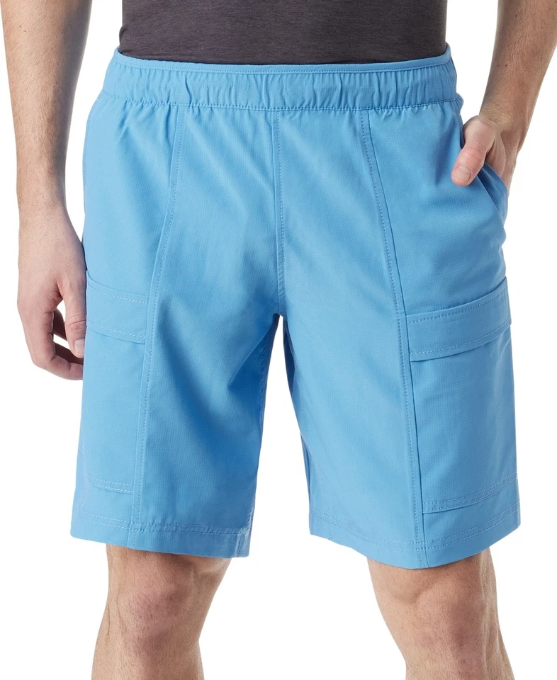 Shorts casual masculino baixo ajuste regular tamanho médio jaspe azul sólido - Imagem 1 de 1