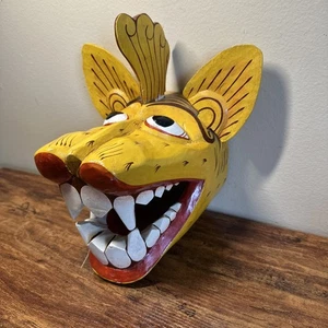 Mexican ? Folk Art Extraordinary Vintage Carved Jaguar Mask From Guerrero - Picture 1 of 9