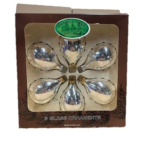 Ornamenti natalizi vintage foresta incantata 6 vetro mercurio argento pera goccia - Foto 1 di 10