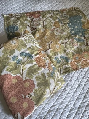 Rare Pottery Barn Floral Mum Garden Duvet Cover & Sham Orange Green Full/Queen - Image 1 of 4