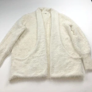 Knitted & Knotted Anthropologie Small Fuzzy Faux Fur Cardigan Sweater WhiteIvory - Bild 1 von 15