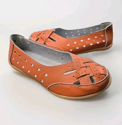 Mocasines informales de cuero sin cordones para mujer para caminar conducir talla 7 Foto 1 de 4