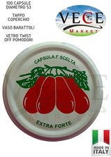 100 CAPSULE diametro 53 TAPPO COPERCHIO VASO BARATTOLI VETRO TWIST OFF POMODORI