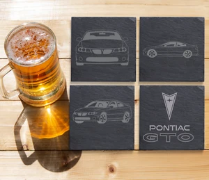 2004 GTO Slate Coasters Set of 4 Custom Laser Engraved 4 inch Square - Picture 1 of 9