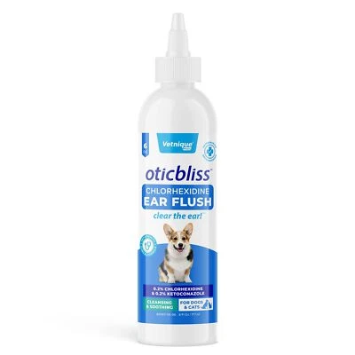 Limpiador antiséptico medicado para tratamiento de infecciones de oído de perro para mascotas 6 oz Foto 1 de 4
