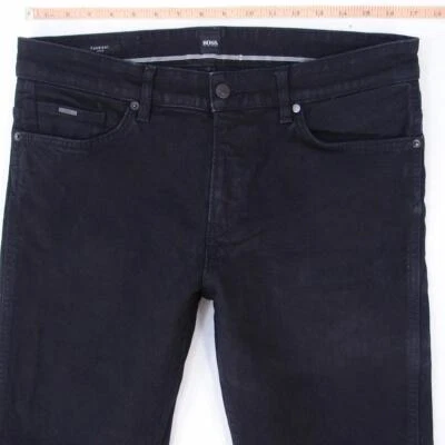 Mens HUGO BOSS DELAWARE Stretch Slim Straight Black Jeans W32 L30 - Image 1 of 4