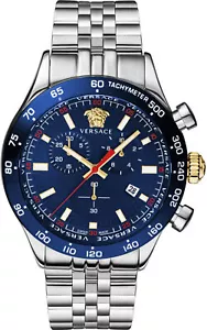 Versace VE2U01024 Hellenyium Chrono blau silber Edelstahl Herren Uhr NEU - Bild 1 von 6