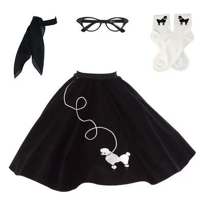 Hip Hop 50s Shop Womens 4 pc Poodle Skirt Outfit Halloween or Dance Costume Set - Image 1 of 3