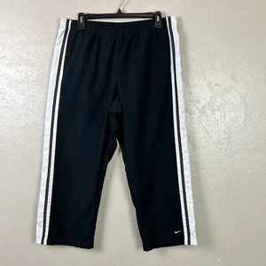 Nike Mujeres Ropa Activa Pantalones Grandes Negros Crop Track Swoosh Logo Bordado - Imagen 1 de 13