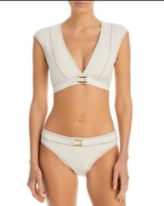 Bikini top e fondo hipster Bleu Rod Beattie manica cappuccio 2 pezzi panna taglia 12 - Foto 1 di 8