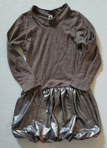 Mignone Mädchen Größe 4 Kleid Bronze Jersey Langarm Oberteil mit glänzendem Luftpolsterrock - Bild 1 von 4