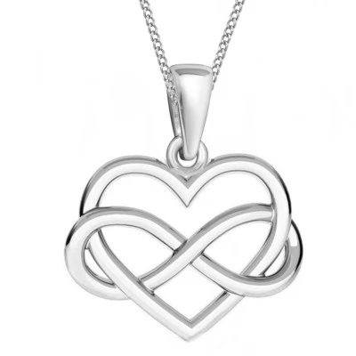 Herz Unendlichkeit Anhänger + Kals-Kette 925 Sterling Silber Damen Schmuck Set - Bild 1 von 4