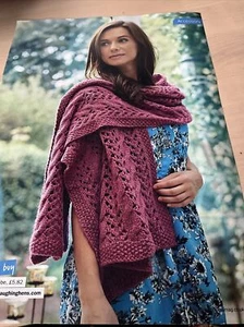 Women Brackendale Cable Lace Scarf Wrap Chunky Knitting Pattern: Helen Metcalfe - Picture 1 of 2