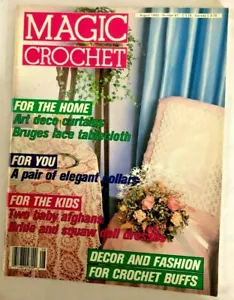 Magic Crochet # 67 Pattern Magazine Aug 1990 Doilies Art Deco Curtain Bedspread - Picture 1 of 12