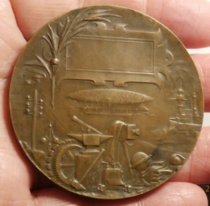 1900 PARIS EXPO von George Lemaire Broze Medaille mit Zeppelin 53,5 mm um 1921 - Bild 1 von 2