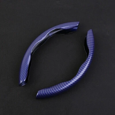 Car Interior Steering Wheel Booster Cover 38cm Accessory Blue Carbon Fiber Look - Image 1 of 4
