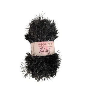 Moda Dea Zing Yarn Metallic Eyelash Yarn Midnight 1.76 oz 98 yd AT608 - Picture 1 of 6