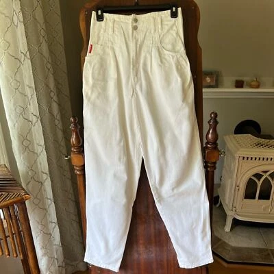 Vintage Bongo Jeans White High Waist Tapered Leg Mom Jean size 7 USA made XS  - Image 1 of 4
